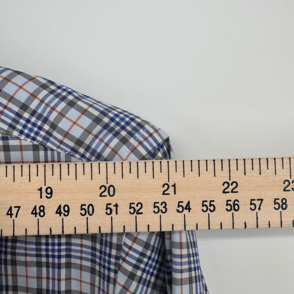 Peter Millar Mens Plaid Long Sleeve Dress Shirt XL Blue Gray Red Button Down - Picture 5 of 10